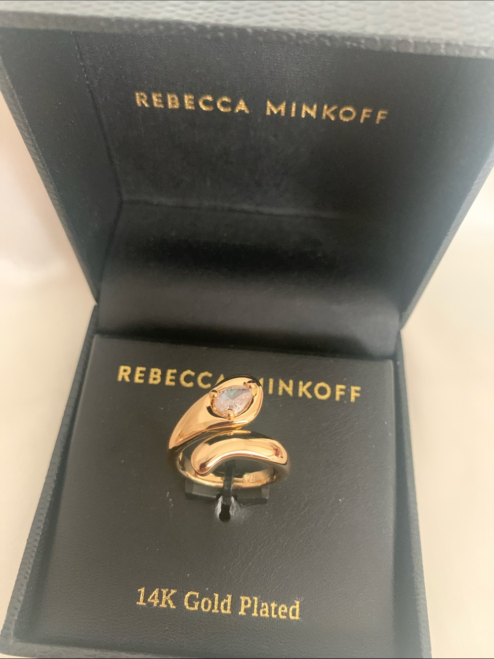 Rebecca Minkoff Rose Gold Sculptural Ring with Pale Stone